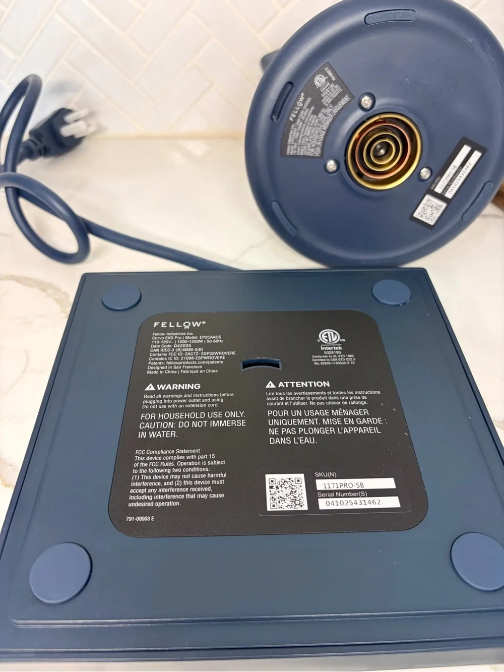 Fellow Corvo EKG Pro Electric Kettle Temp Control Blue Coffee Tea Essential